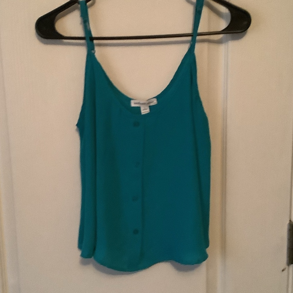 Ambiance Teal Button-Front Spaghetti Strap Cami
